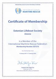 International Maritime Rescue Federation membership certificate