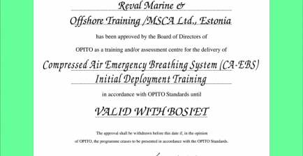 CA - EBS õppe tunnustus OPITO-lt